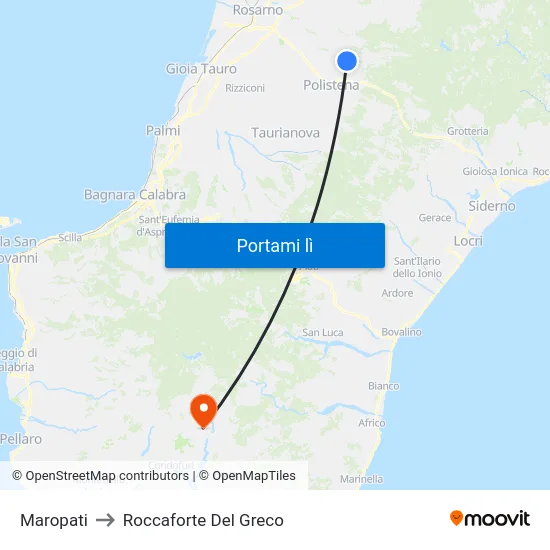 Maropati to Roccaforte Del Greco map