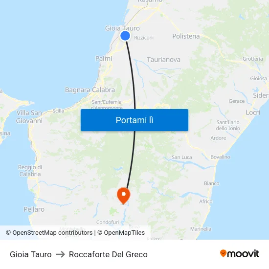 Gioia Tauro to Roccaforte Del Greco map