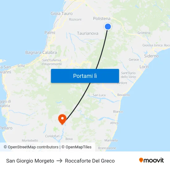 San Giorgio Morgeto to Roccaforte Del Greco map