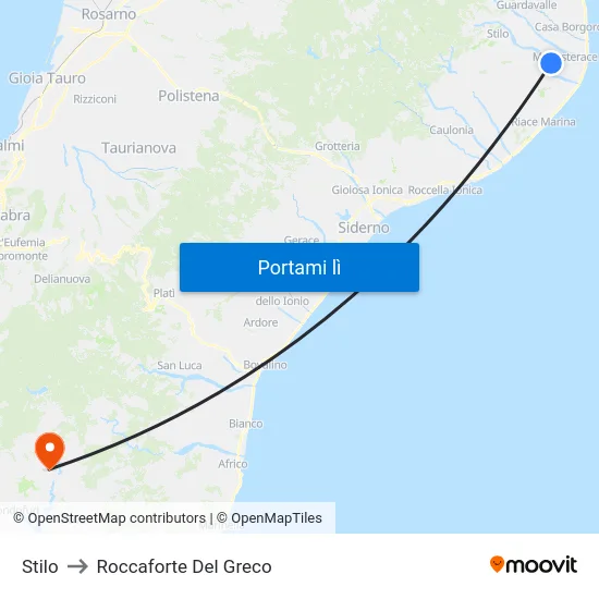 Stilo to Roccaforte Del Greco map