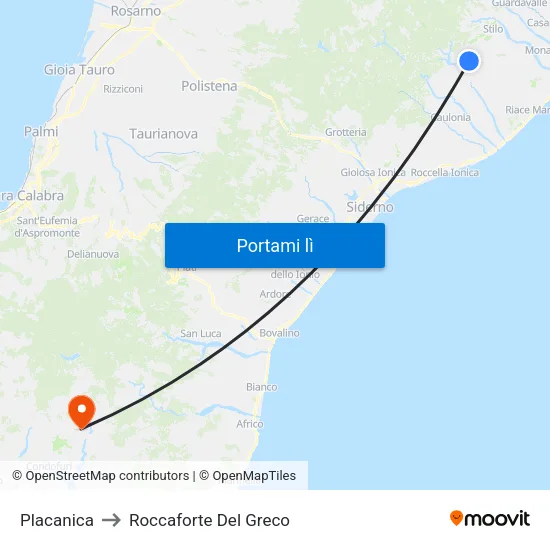 Placanica to Roccaforte Del Greco map