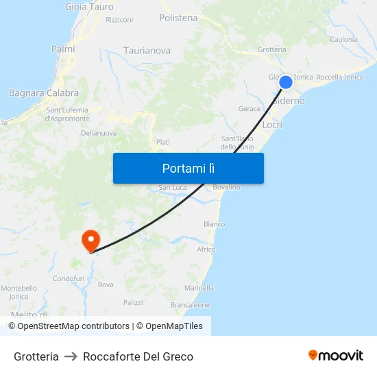 Grotteria to Roccaforte Del Greco map