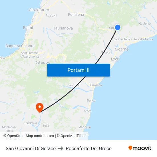 San Giovanni Di Gerace to Roccaforte Del Greco map