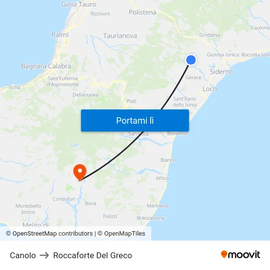 Canolo to Roccaforte Del Greco map