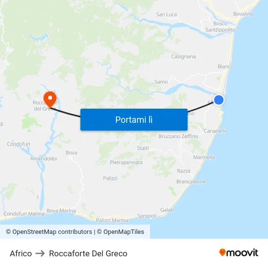 Africo to Roccaforte Del Greco map