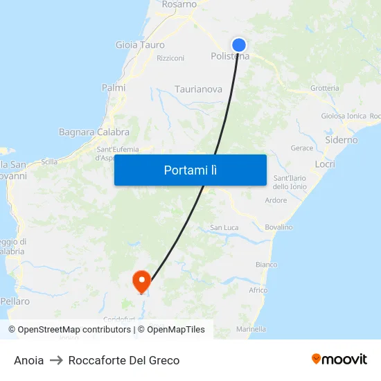 Anoia to Roccaforte Del Greco map