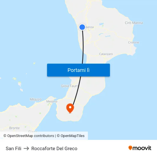 San Fili to Roccaforte Del Greco map