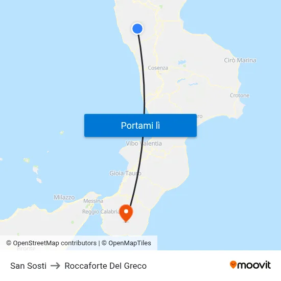 San Sosti to Roccaforte Del Greco map