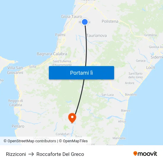 Rizziconi to Roccaforte Del Greco map