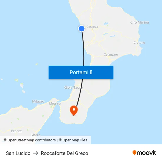 San Lucido to Roccaforte Del Greco map