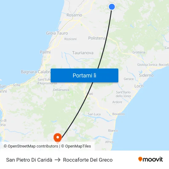 San Pietro Di Caridà to Roccaforte Del Greco map