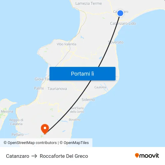 Catanzaro to Roccaforte Del Greco map
