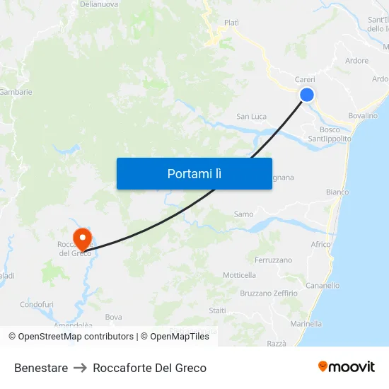 Benestare to Roccaforte Del Greco map
