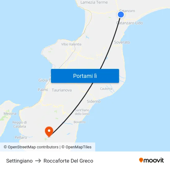 Settingiano to Roccaforte Del Greco map