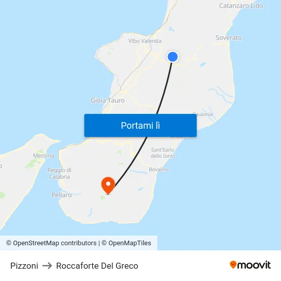 Pizzoni to Roccaforte Del Greco map