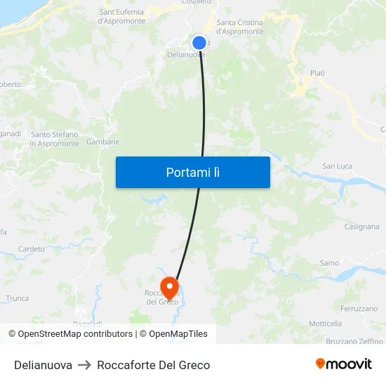 Delianuova to Roccaforte Del Greco map
