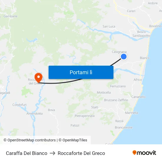 Caraffa Del Bianco to Roccaforte Del Greco map