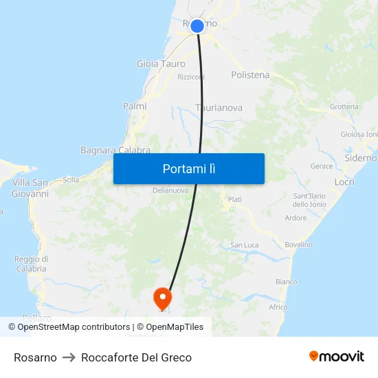 Rosarno to Roccaforte Del Greco map
