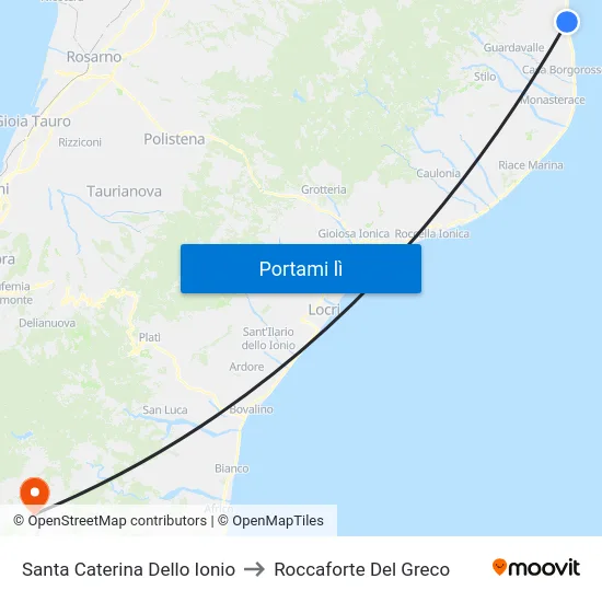 Santa Caterina Dello Ionio to Roccaforte Del Greco map