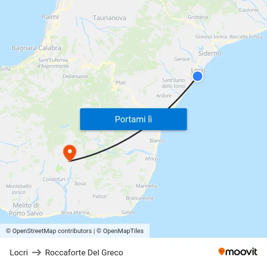 Locri to Roccaforte Del Greco map