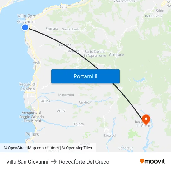 Villa San Giovanni to Roccaforte Del Greco map