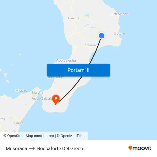 Mesoraca to Roccaforte Del Greco map