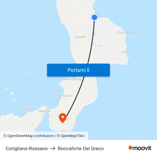 Corigliano-Rossano to Roccaforte Del Greco map