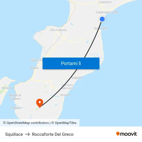 Squillace to Roccaforte Del Greco map