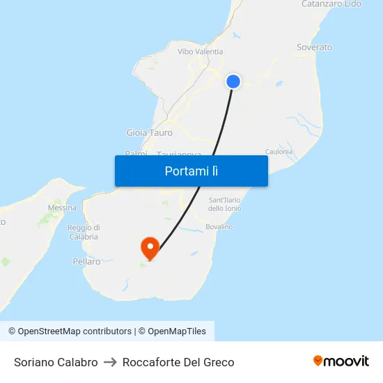 Soriano Calabro to Roccaforte Del Greco map