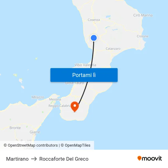 Martirano to Roccaforte Del Greco map
