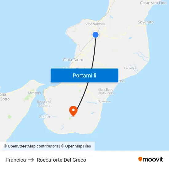 Francica to Roccaforte Del Greco map