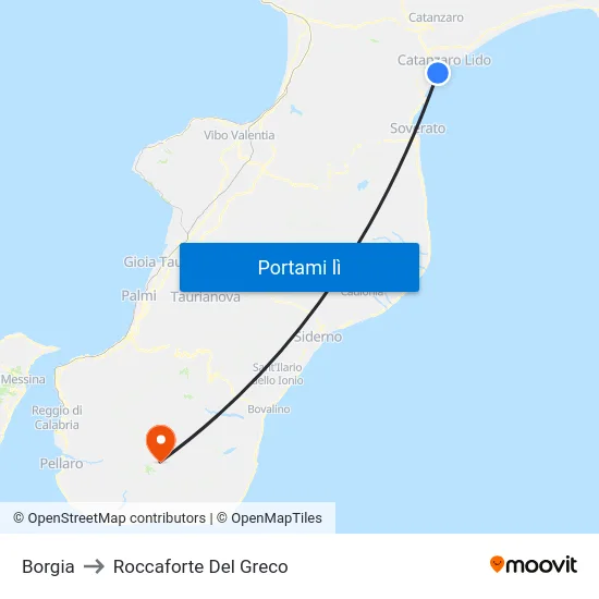 Borgia to Roccaforte Del Greco map