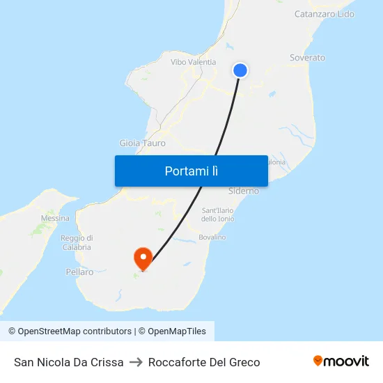 San Nicola Da Crissa to Roccaforte Del Greco map