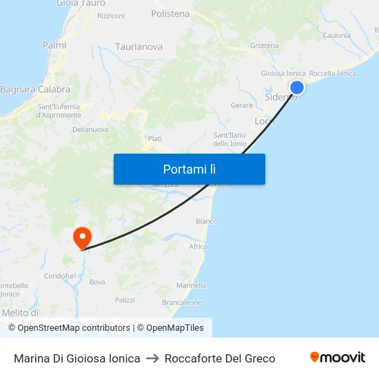 Marina Di Gioiosa Ionica to Roccaforte Del Greco map