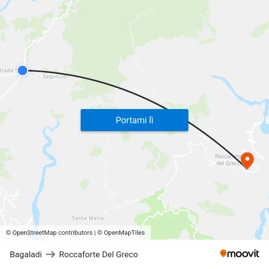 Bagaladi to Roccaforte Del Greco map