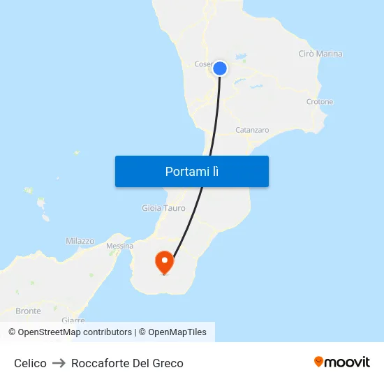 Celico to Roccaforte Del Greco map