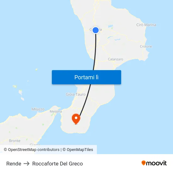 Rende to Roccaforte Del Greco map