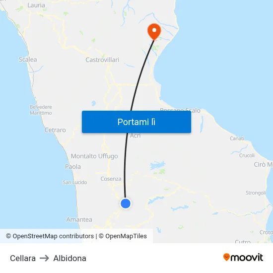 Cellara to Albidona map