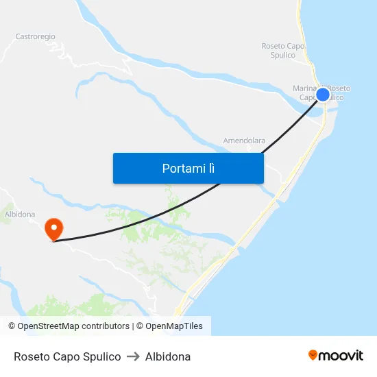 Roseto Capo Spulico to Albidona map