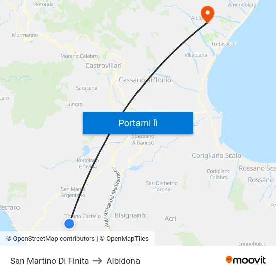 San Martino Di Finita to Albidona map