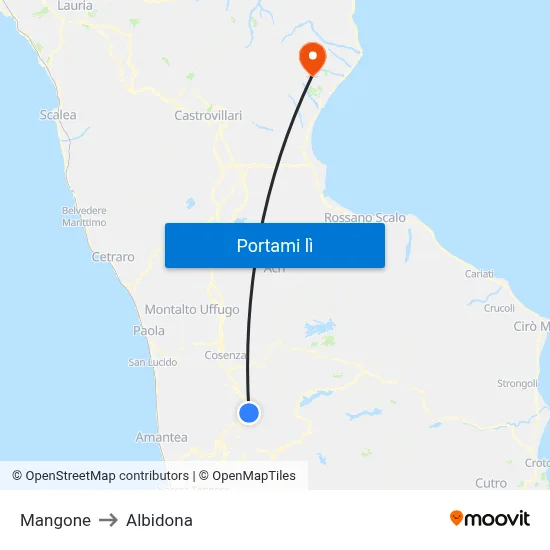 Mangone to Albidona map