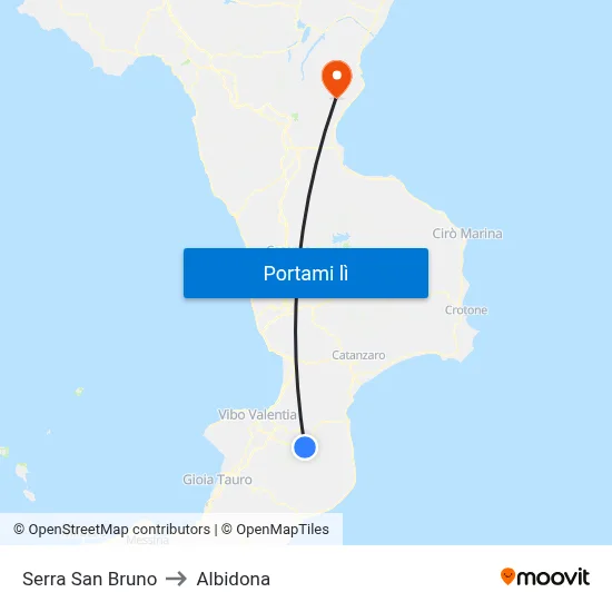 Serra San Bruno to Albidona map