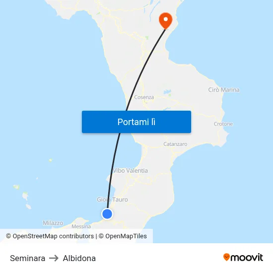 Seminara to Albidona map