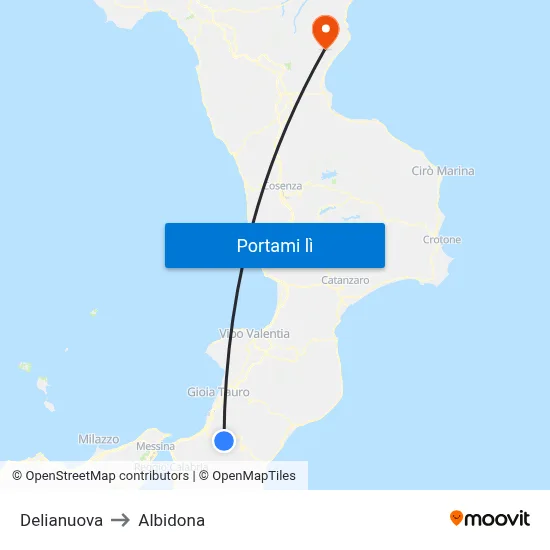 Delianuova to Albidona map
