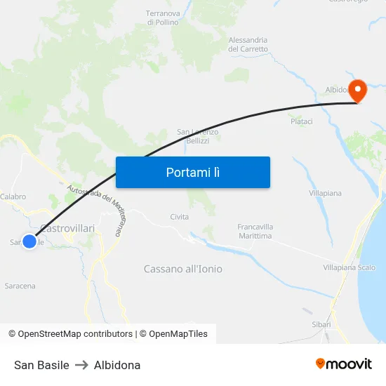 San Basile to Albidona map