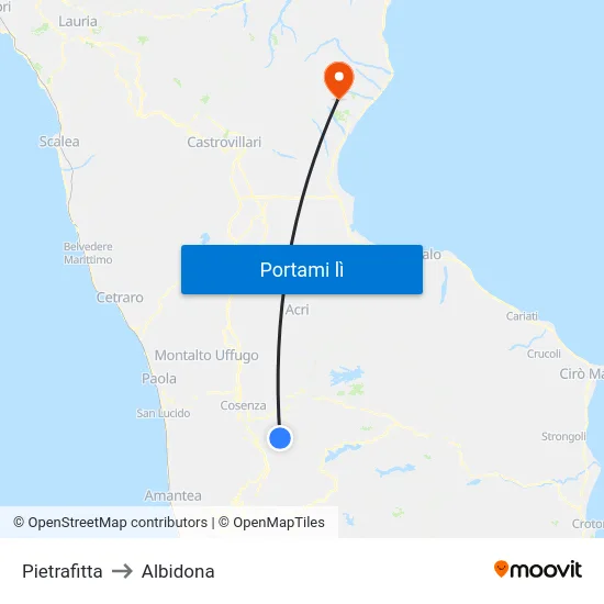 Pietrafitta to Albidona map