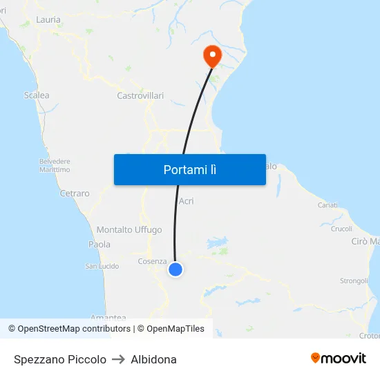 Spezzano Piccolo to Albidona map