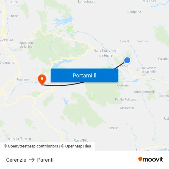 Cerenzia to Parenti map