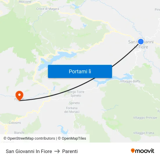 San Giovanni In Fiore to Parenti map