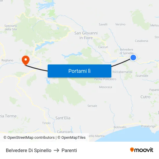 Belvedere Di Spinello to Parenti map